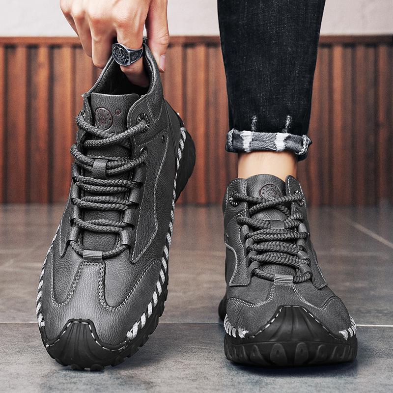 Outdoor Men's Boots Leather Low Top Casual Shoes Climbing Hiking Shoes Warm Winter Boots for Men High Quality Platform Snow Boot