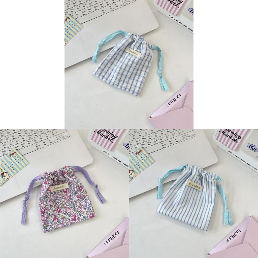 Travel Cosmetic Organizer With Printed And Drawstring Design For Makeup And Skincare Storage