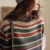 2025 Winter Striped High Neck Wool Knit Top for Women