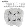 Halloween Decoration White Spider Web Stretchable Cotton Cobweb Decor with 100 Plastic Spiders Safe Indoor Halloween Props