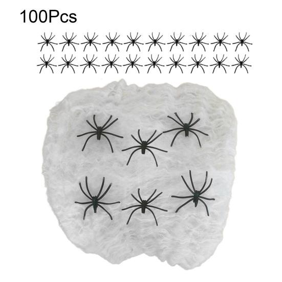 Halloween Decoration White Spider Web Stretchable Cotton Cobweb Decor with 100 Plastic Spiders Safe Indoor Halloween Props
