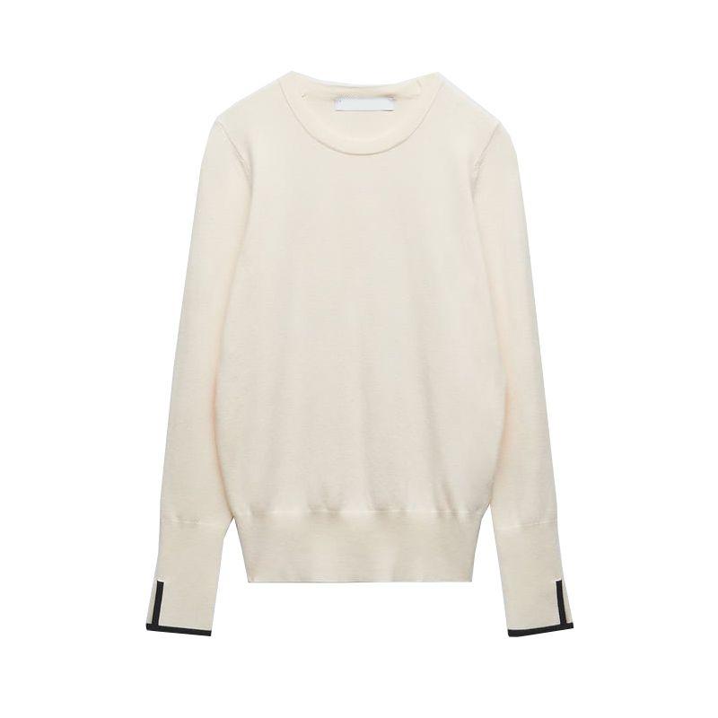Fall and Winter New Arrival Women's Clothing Commute Leisure round Neck Basic Split Cuff Design Knitwear 0506107