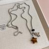 Spotted Tiger Eye Stone Mushroom Brown Heart Star Cross Flower Pendant Long Clavicle Chain Necklace Women Exquisite Accessories