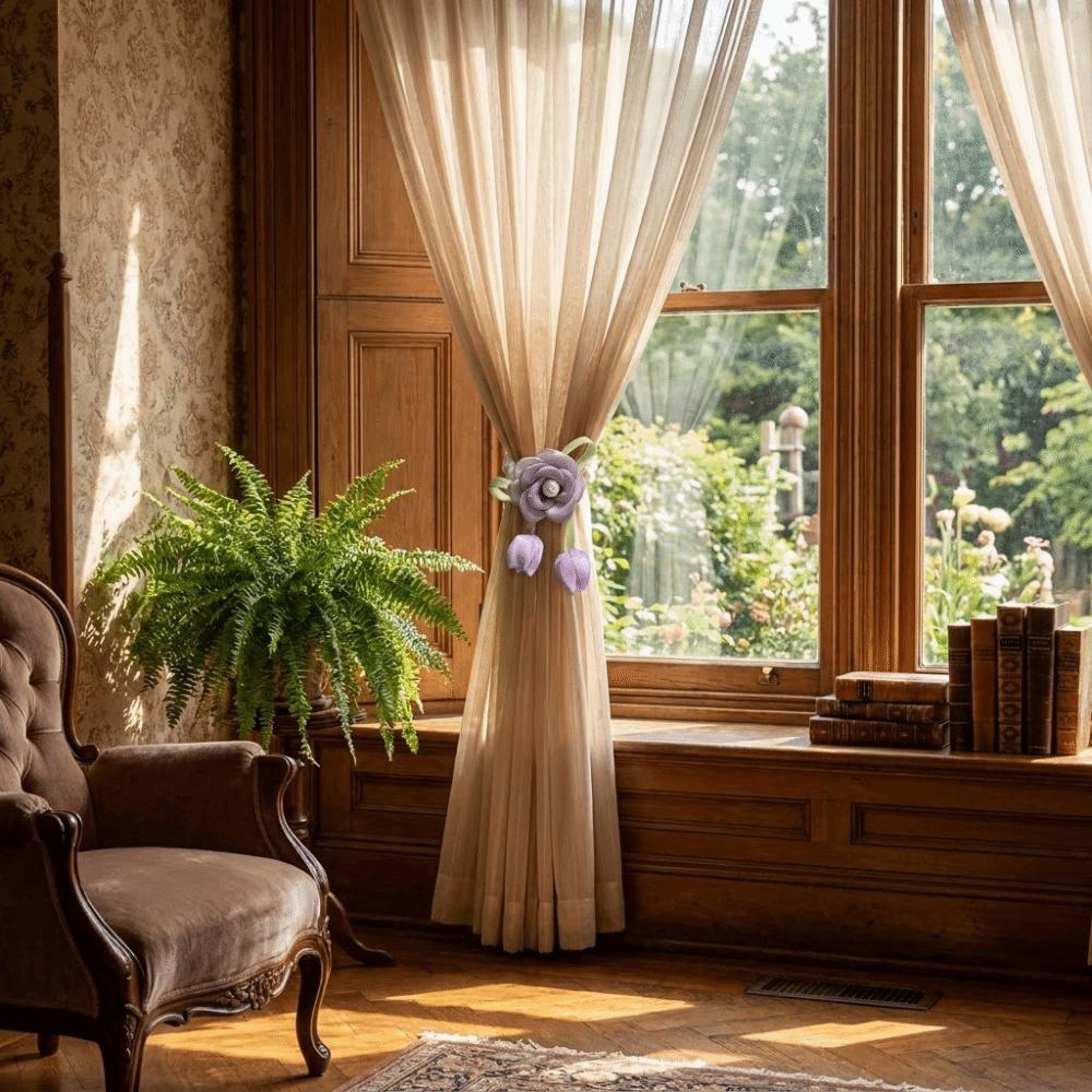 Decorative Flowers Curtain Straps Beautifully Sheer Curtains Tiebacks Window Decoration