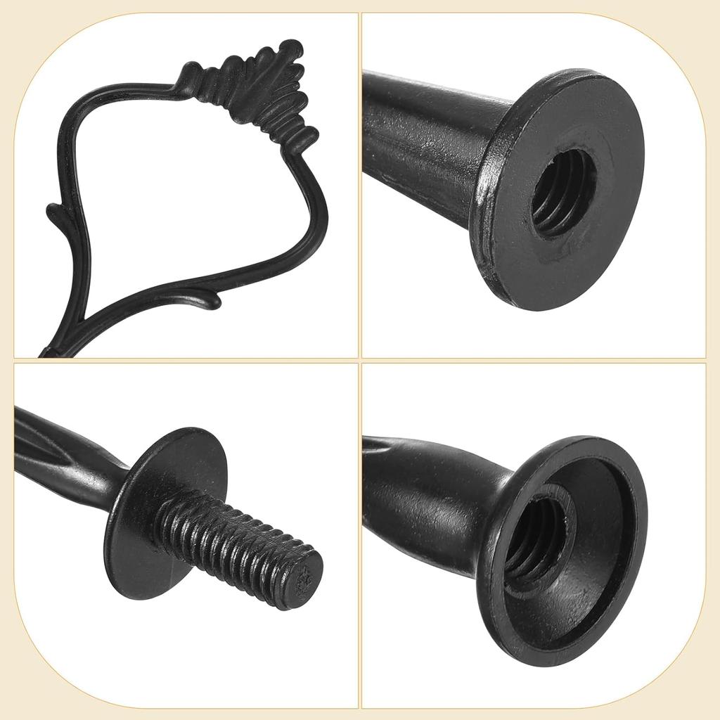 uxcell 1 Set Cake Tray Stand Handle Cupcake Dessert Plate Hardware Fitting Holder Rod Stand Handle for Cake Stand Wedding Party, 2-Tiers Crown Black