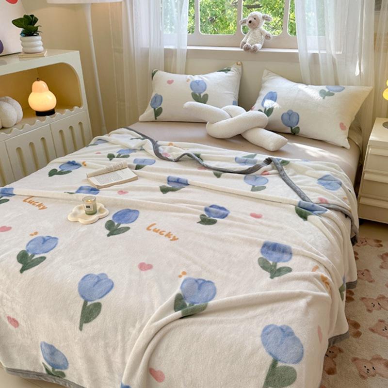 Encrypted High Weight Milk Plush Blanket, Cloud Mink Velvet Printed Cover Blanket, Can Sleep Naked Blanket