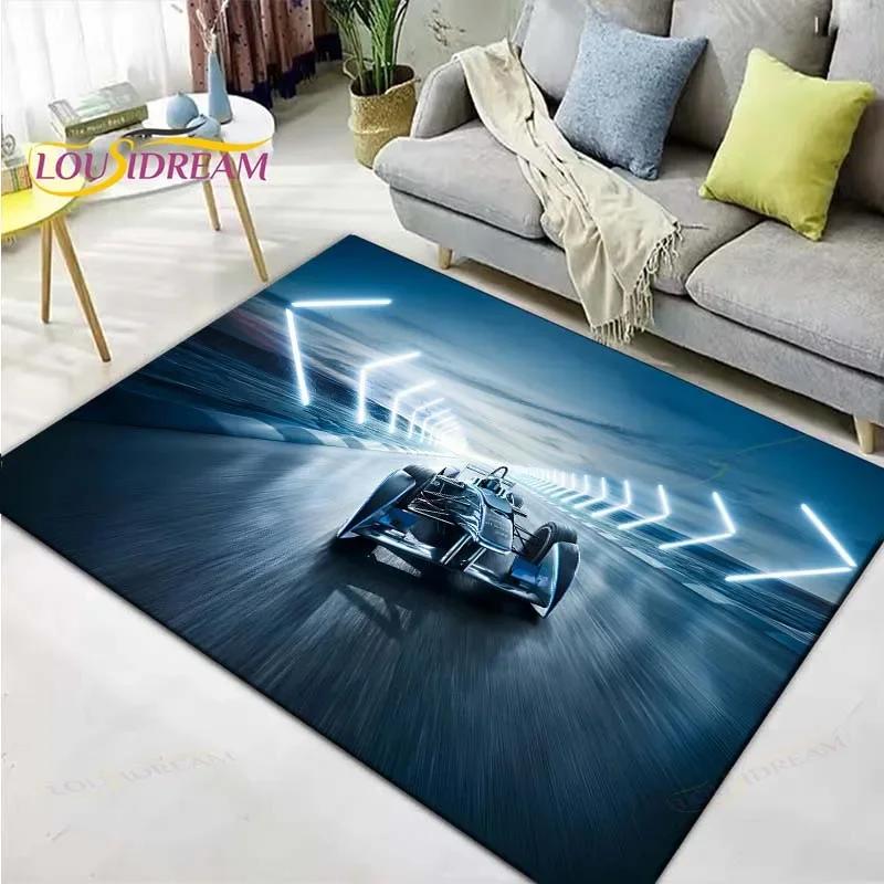 3D Racing Car Decor Carpet Non Slip Rug for Balcony, Bedroom, Kitchen & Coffee Table Stylish Floor Mat & Gift