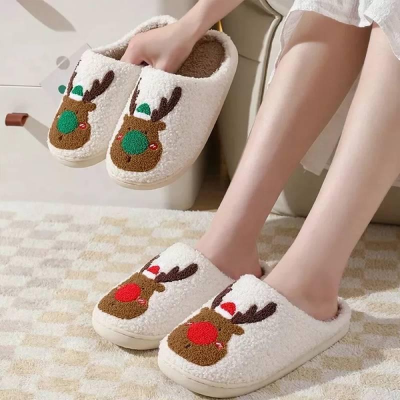 Cozy Plush Cotton Slippers For Women Warm Indoor Winter Footwear Perfect For Christmas And Halloween