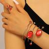 2-teiliges kreatives Metall-Durchbruch-Blatt-Armreif- & Ring-Set für Damen
