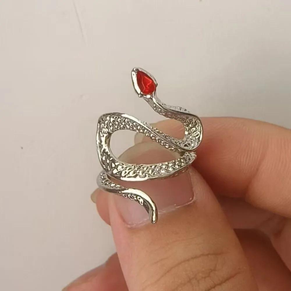 Elegant Rhinestone Snake Ring Open Adjustable Animal Ring Women's Exquisite Party Daily Gift Valentine's Day Jewelry