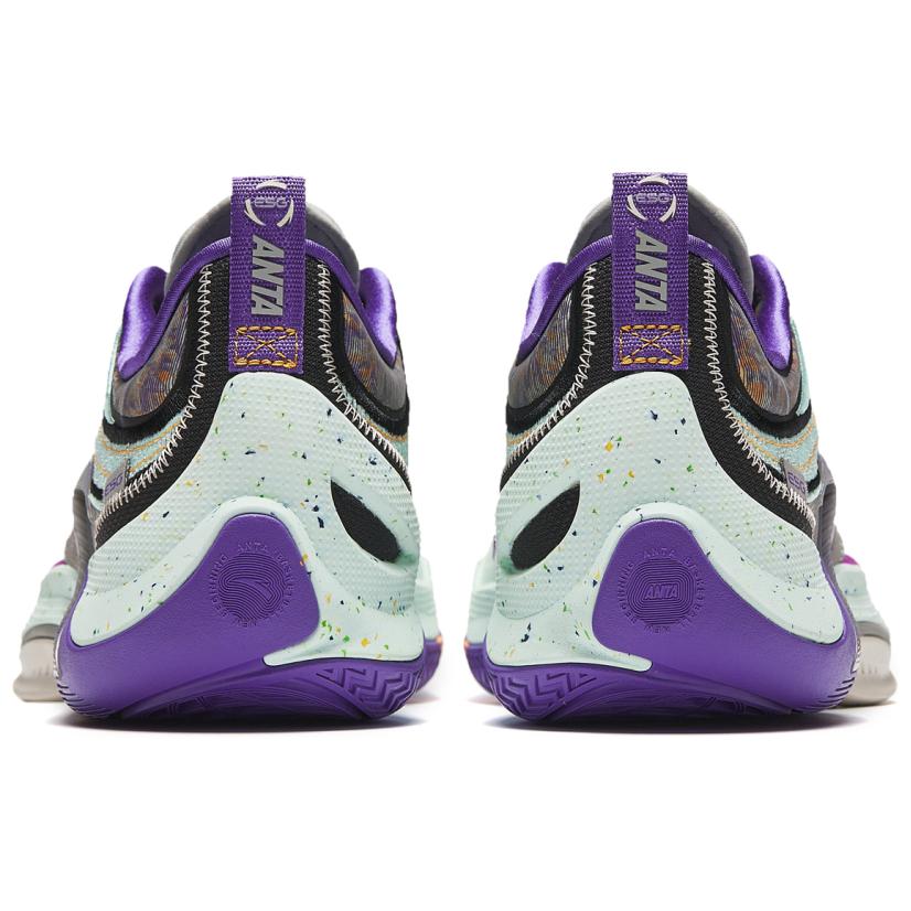 ANTA Men Professional Basketball Shoes Mint Green Purple Grey Splatter 912421111Q-3