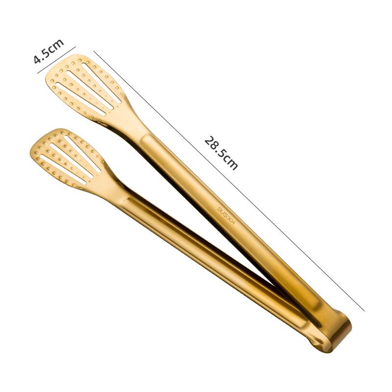 30-Styles Gold BBQ Food Tongs Steak Clip Stainless Steel Hollow Cake Bread Grill Clamp Cooking Utensils Kitchen Accessories