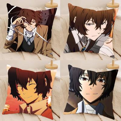 Bungo Stray Dogs Dazai Chuuya Anime Kissenbezug Abnehmbarer Waschbarer Kissenbezug – Ganzjährig Weiche Leinen