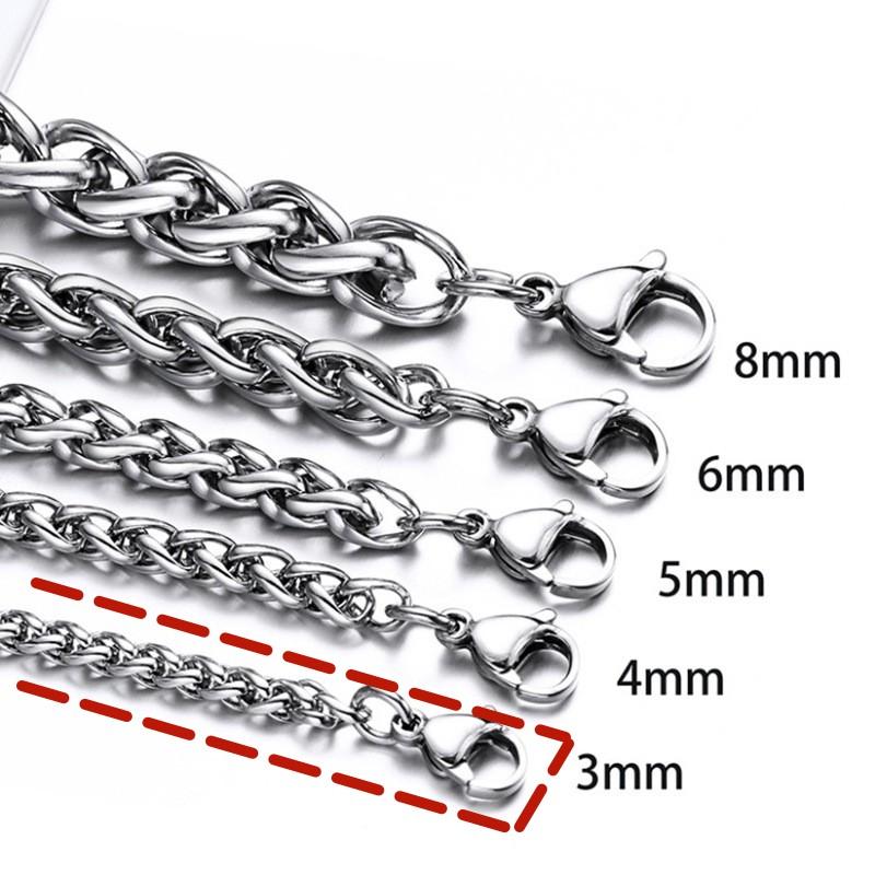 3MM-8MM Stainless Steel Twisted Rope Chain Necklace For Men Women Neck Jewelry Accessories