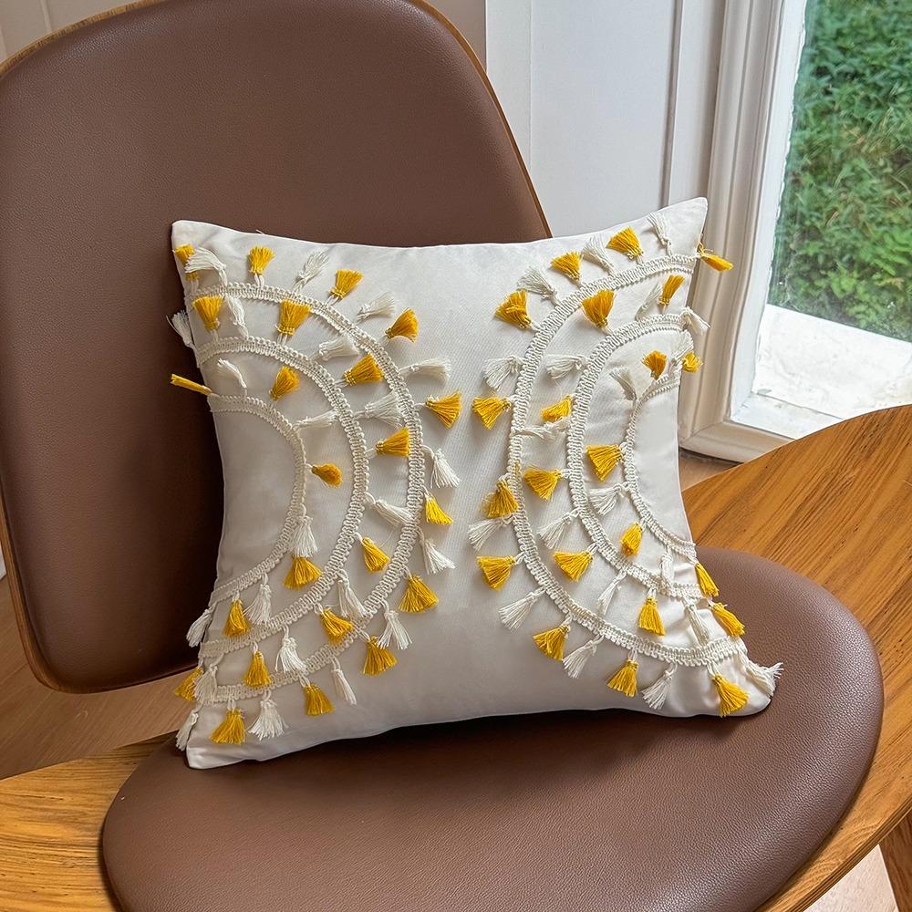 

Подушка с кисточками ручной работы 45*45 см Скандинавская подушка Декор Стиль Инс 18 дюймов Чехол на подушку в стиле бохо Отель белый