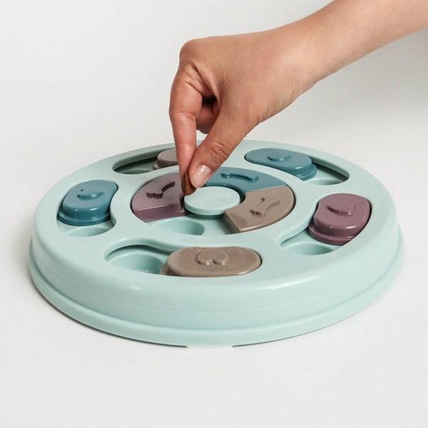 Dingdong Pet Pet Intelligence Development Puzzle Snack Toy IQ Toy Round Diameter 23cm x Height 2.5cm, Blue, 1 Piece