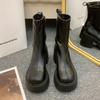 Women's Thick Sole Ankle Boots Thick Heel Round Head Side Zip Platform Shoes Square Heel Winter Outdoor Leisure Motorcycle Boots