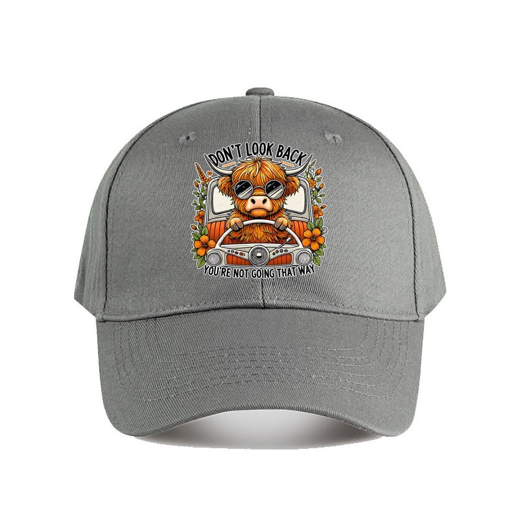 Funny Highland Cow Vintage Graphic Baseball Cap Fashion Unisex Sunhat Womens Outdoor Sports