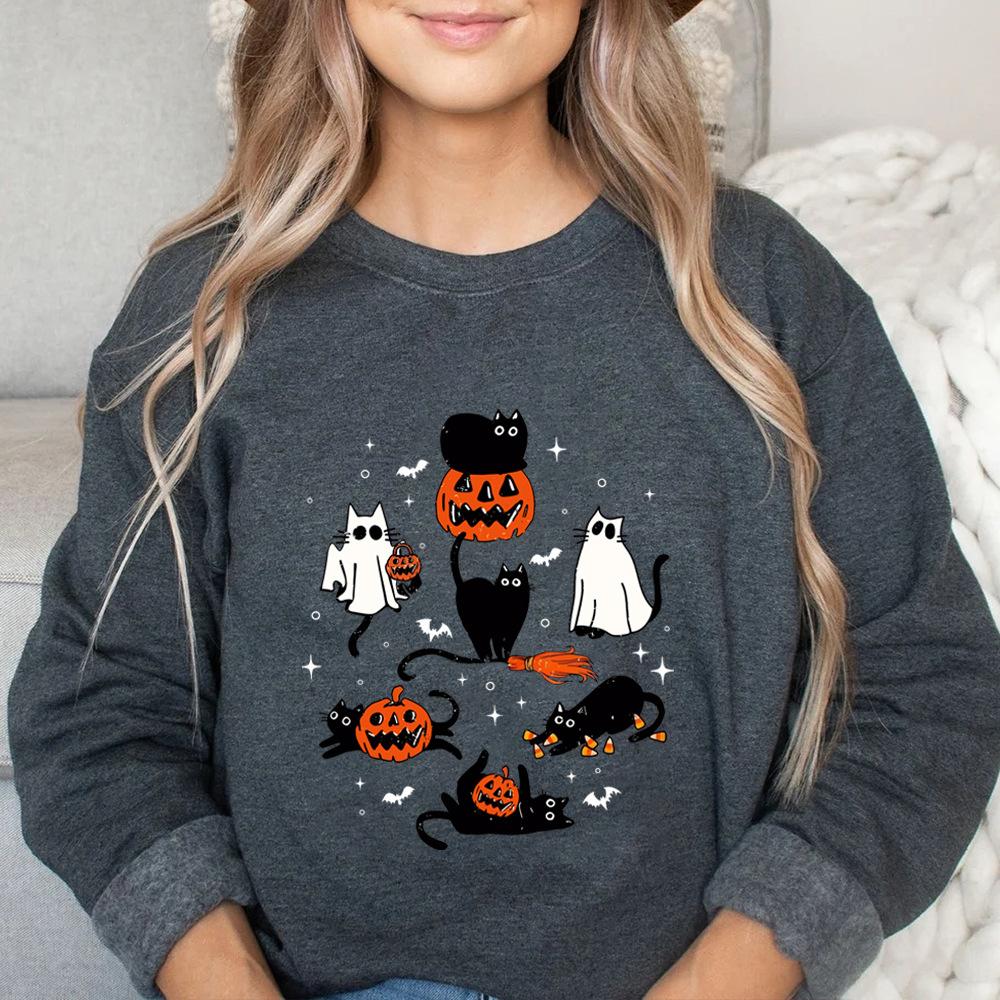 Cute Halloween Ghost Boo Cat Sweatshirt Halloween Cat