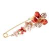 Brooch Pin 3D Flower Decor Scarf Pin with Rhinestone Inlay Thick Stable Lock Anti-exposure Suits Coats Sweaters Pin