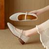 2025 Summer Thin Leather Shoes, One-Strap Soft Leather Mom Shoes, Soft Sole Mary Jane Flats for Women