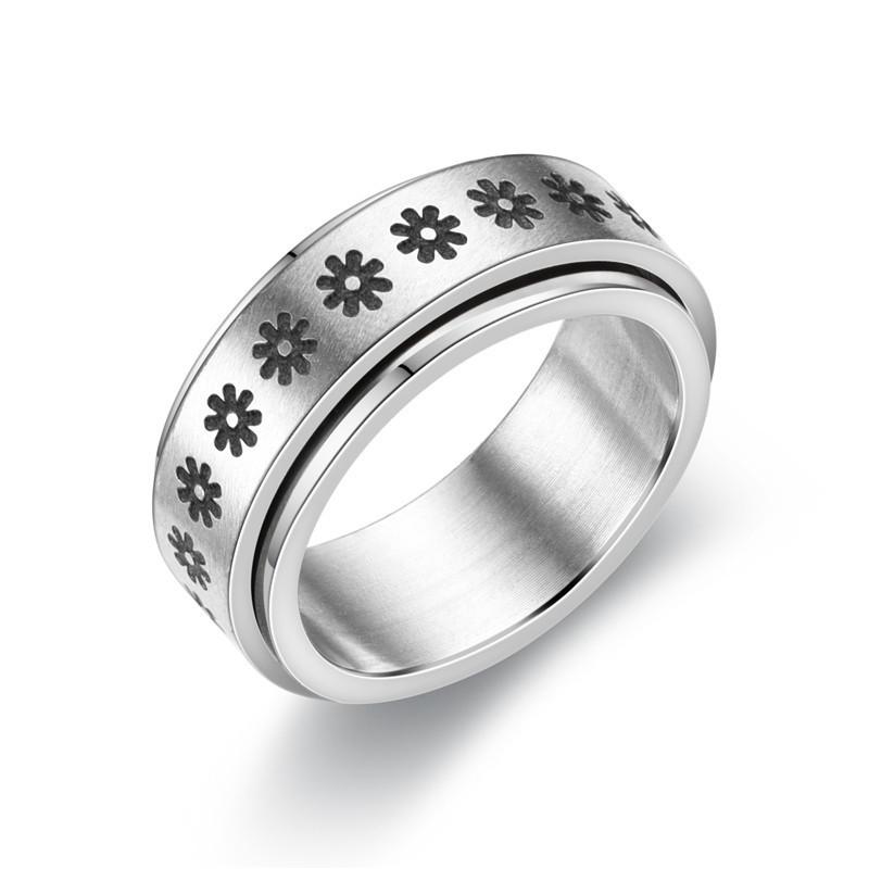 Star & Moon Titanium Steel Rotating Anti-Anxiety Couple Ring