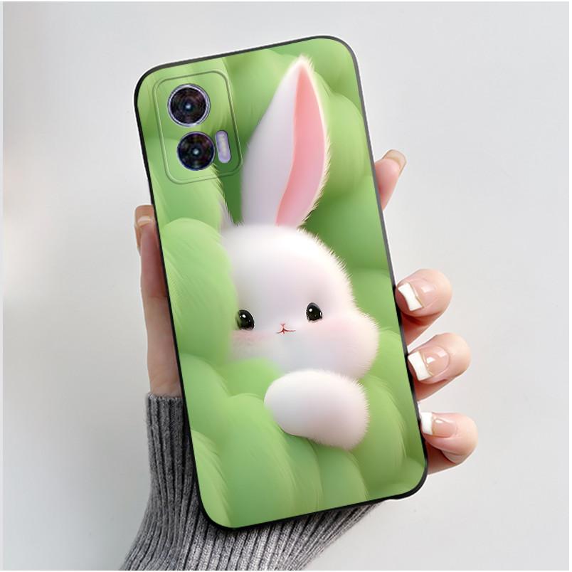 For Motorola Edge 30 Neo Case Cute Love Rabbit Slim TPU Soft Black Cover For Moto Edge 30 Lite Fundas Edge30 Fusion Ultra Bumper