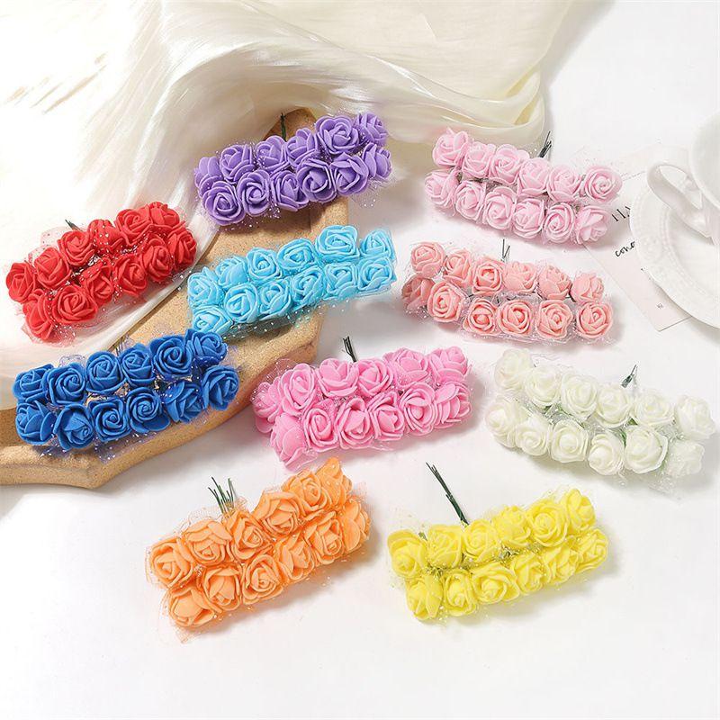 144pcs Artificial Flowers Simulation Foam Yarn Rose Outdoor UV Protection Festival Garden Arch Wreath Wedding Home Diy Candy Box