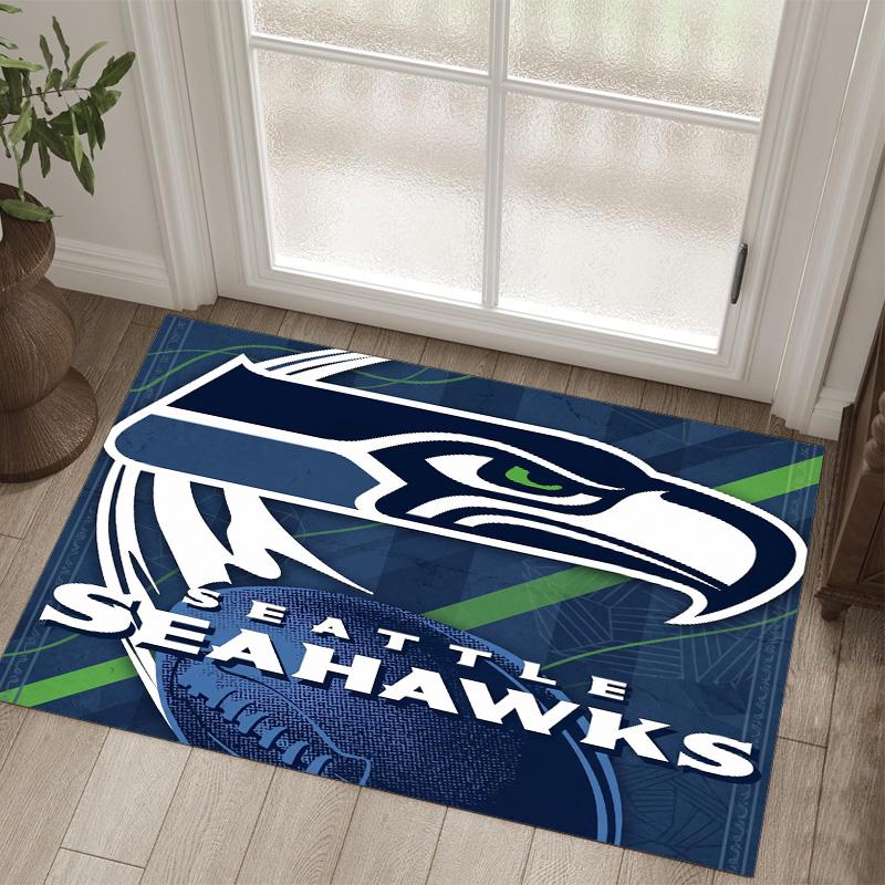 Seattle Seahawks Design Crystal Velvet Carpet Cozy Non?Slip Printed Rug For Bedroom Living Room Entrance