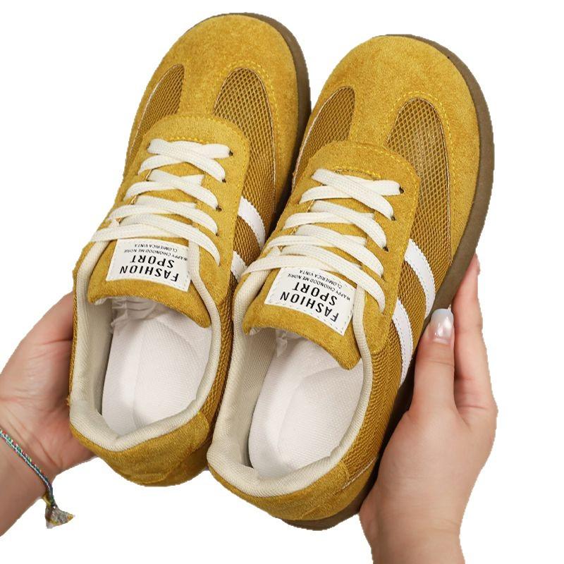 Milk tea color ins breathable women's mesh summer student casual board shoes thick sole lightweight sports casual shoes