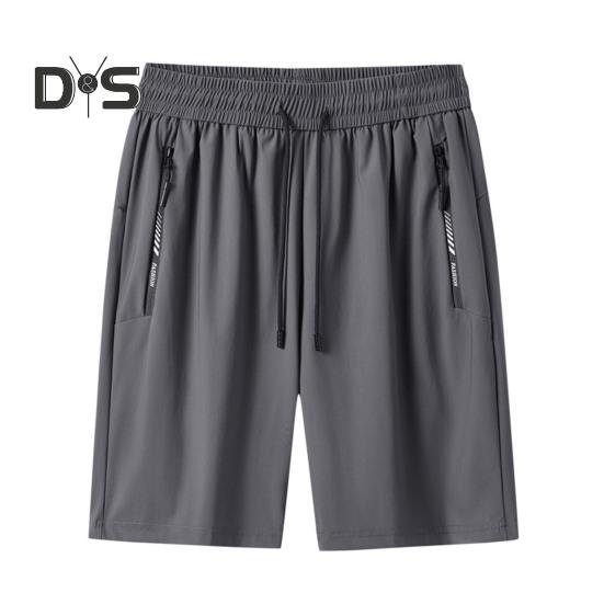 Pantaloni scurți pentru bărbați, talie elastică, talie medie, respirabili, cu buzunare, uscare rapidă, pantaloni scurți subțiri din mătase glacială, pentru timpul liber