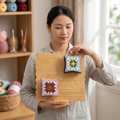 Gift DIY Crochet Blocking Boards Square Reusable Knitting Board Wooden Handcrafted Knitting Blocking Mat Knitting Hats