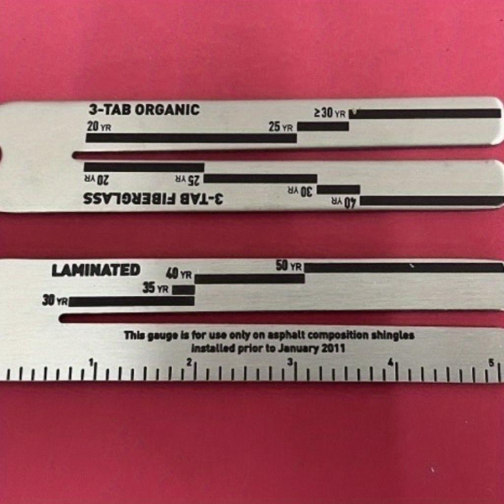 1Pc Stainless Steel Fiberglass Shingle Gauge, Ribbon Plate Measuring Ruler 5 Inches 3 Inches Shingle Gauge, Genuine