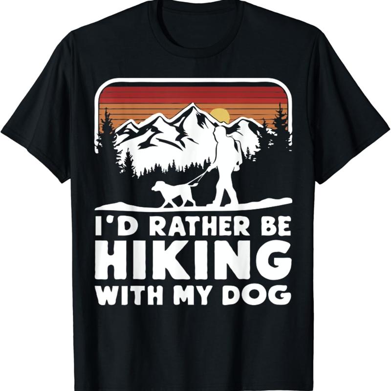 

I_d Rather Be Hiking With My Dog Funny Dogs Lovers T Shirt - Men s Summer Cotton Graphic Tee S разноцветный