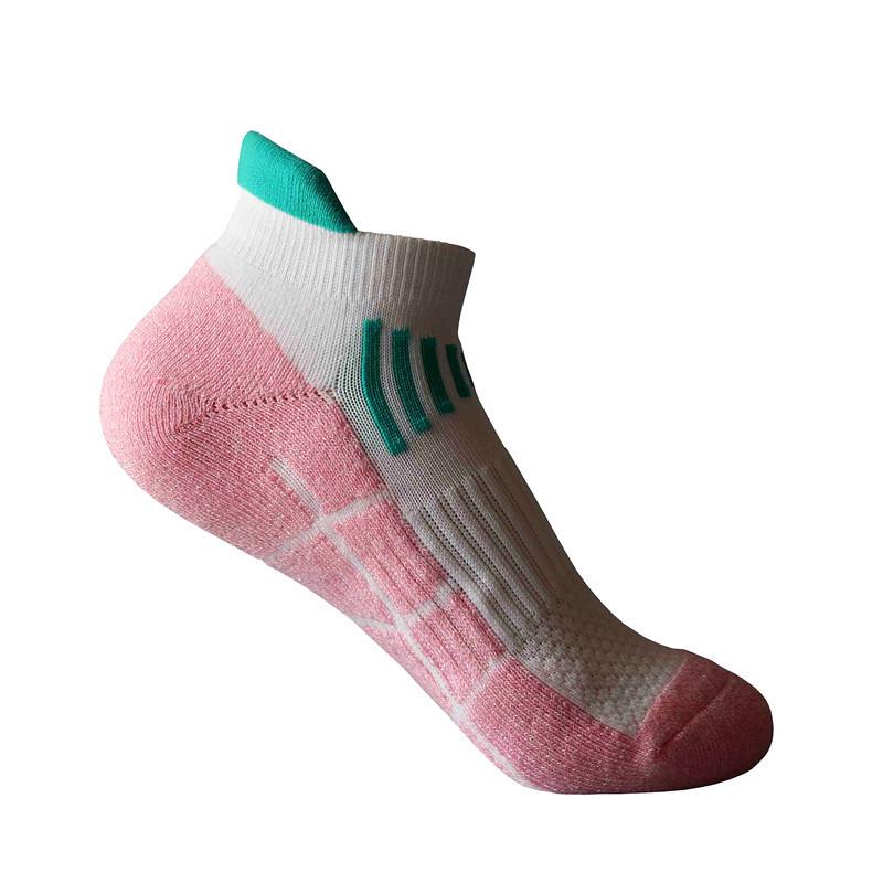 Women's Non-Slip Color Block Mesh Ankle Running Socks - Thick Terry Towel Bottom, Breathable for Outdoor Activities