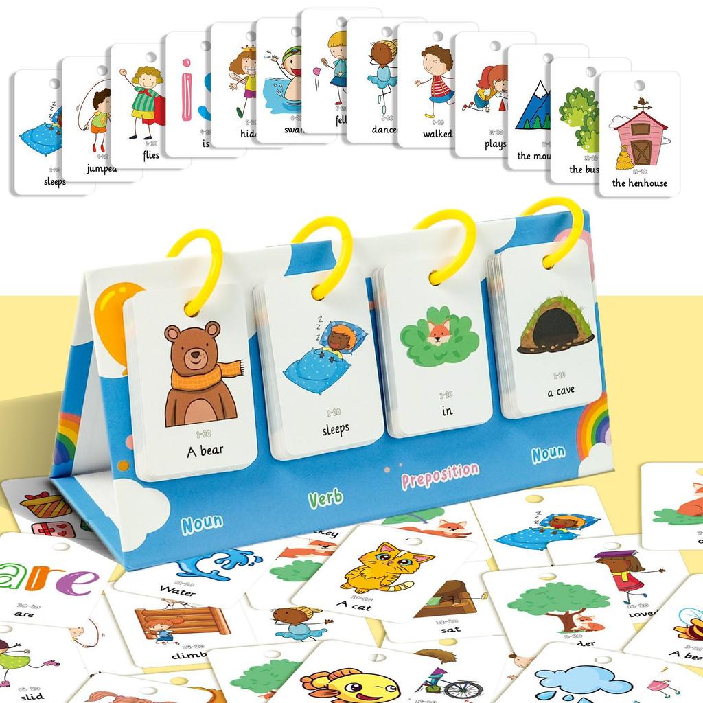 3D English Flashcards for Parent-Child Interaction - Educational Desktop Cards with Pictures and Text for Color Learning.