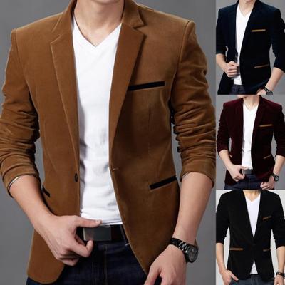 Suits Jacket Skin-friendly Long Sleeve Corduroy Men Fashion Casual Business Blazer