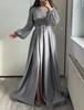 European Beautiful Women Banquet Long-sleeved Temperament Socialites Annual Meeting Host Aura Queen Sequined Evening Dress