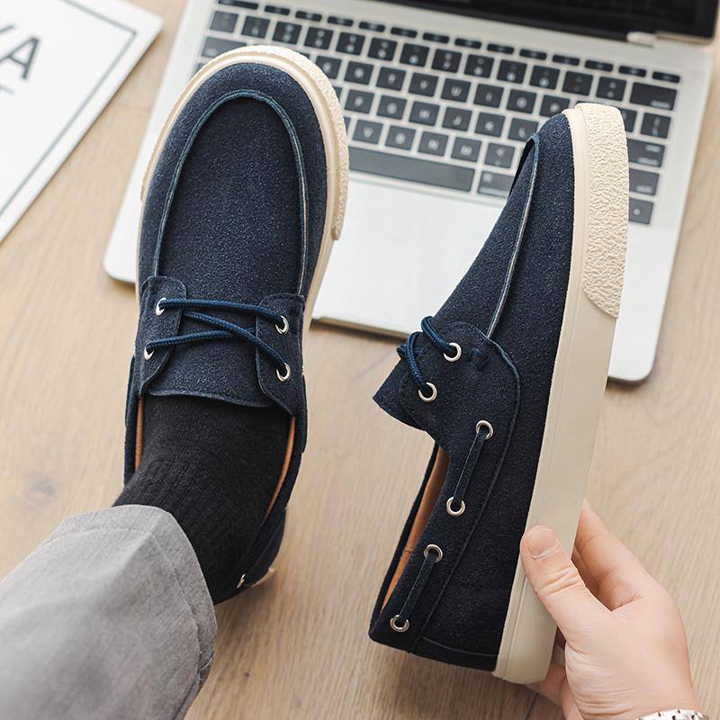 Fashion Men's Leather Casual Loafers All-match Wedding Dress Shoes 2025 New Stylish Moccasins Shoes Suede Shoes High Quality Men's Flats