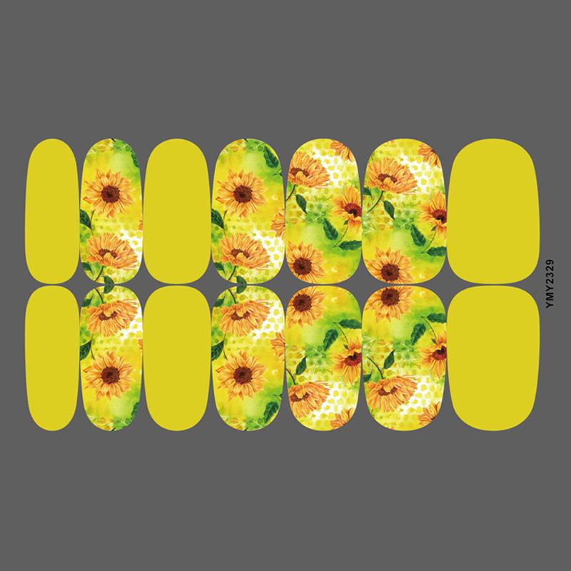 Sunflower Waterproof Nail Art Stickers - Full Cover, Trendy European & American Style (YMY2318-2329)