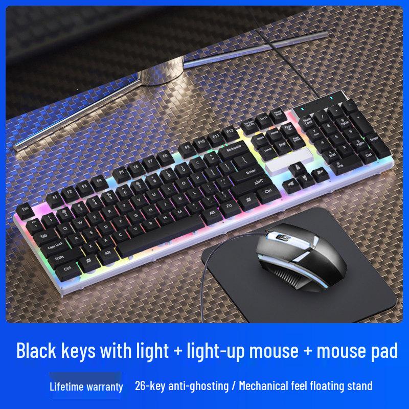 Universal Wired Business Keyboard & Mouse Set – Silent Office 3-Piece for PC, Laptop, Desktop