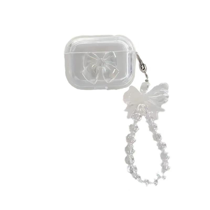 The 3D Bow Is Suitable for AirPods 1st Generation Protective Cover, 2nd Generation 1st Generation Pro1, and Apple Bluetooth Earphones with Transparent