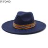 2022 Fedora Hat for Women Retro Wool Felt Jazz Hat 9.5CM Wide Brim Church Wedding Hat Street Fashion Black Dress Cap