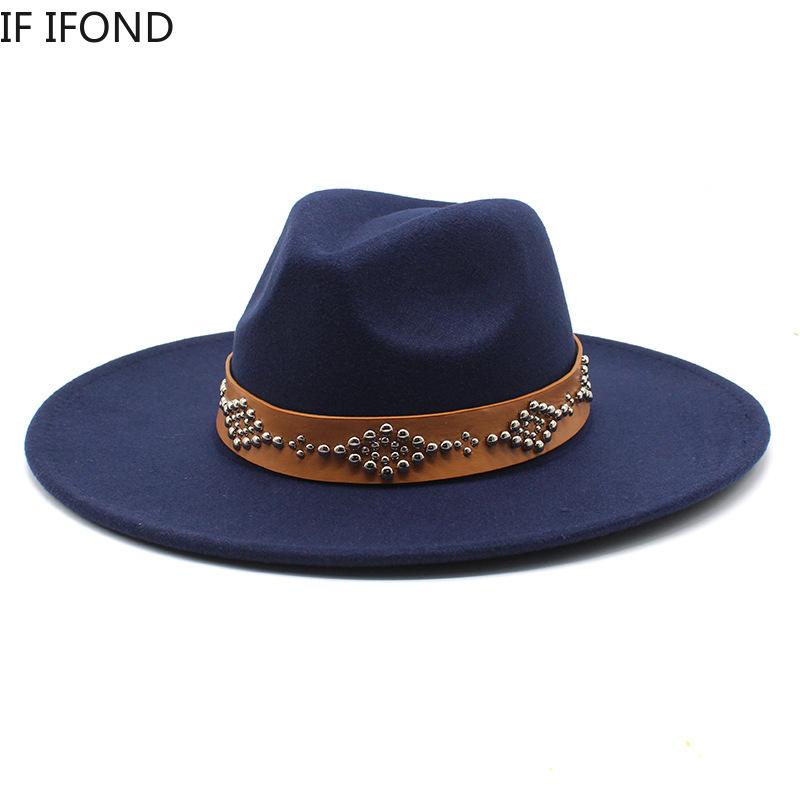 2022 Fedora Hat for Women Retro Wool Felt Jazz Hat 9.5CM Wide Brim Church Wedding Hat Street Fashion Black Dress Cap