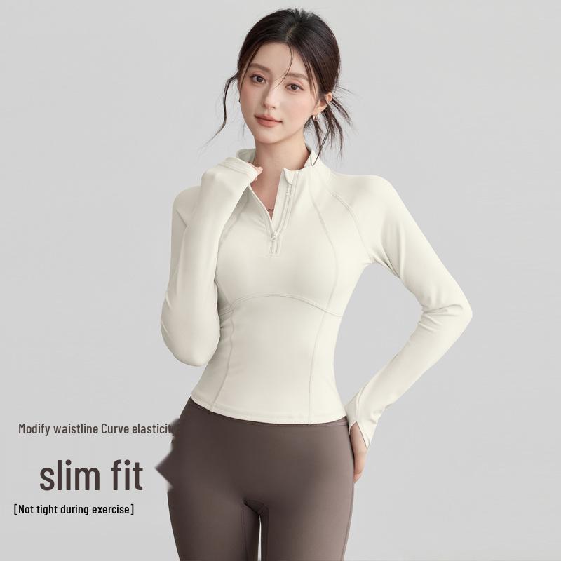 Women's Half-Zip Long Sleeve Stand Collar Yoga and Running Fitness Top