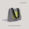 Three-eyed checkerboard chain shoulder bag large-capacity shopping bag student tutoring bag book bag student