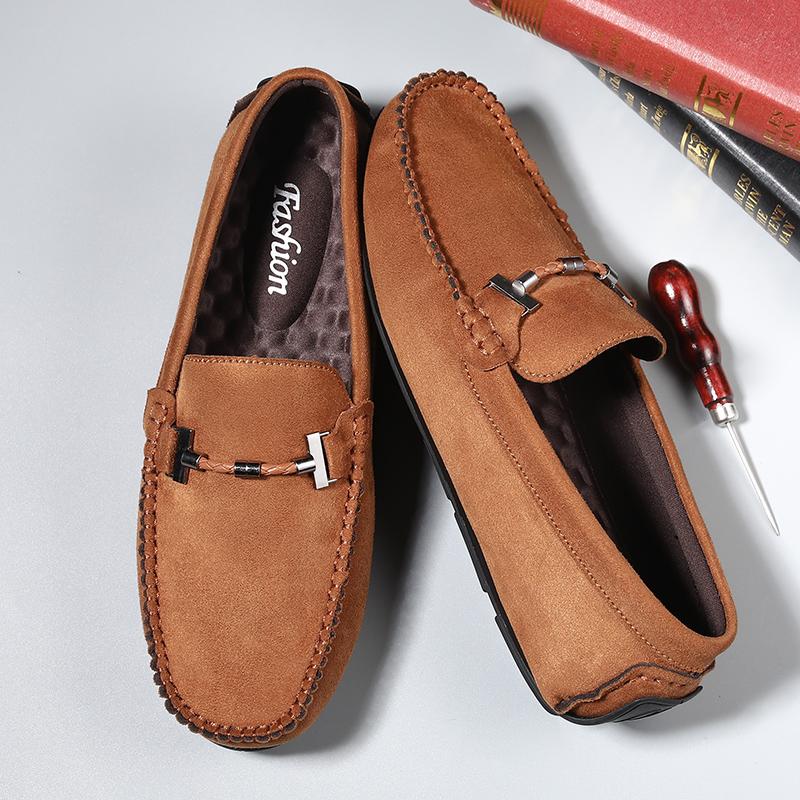 Fashion Handmade Pu Leather Mens Casual Shoes Comfortable Slip on Loafers Business Moccasins Non-Slip Male Walking Flats Driving Shoes