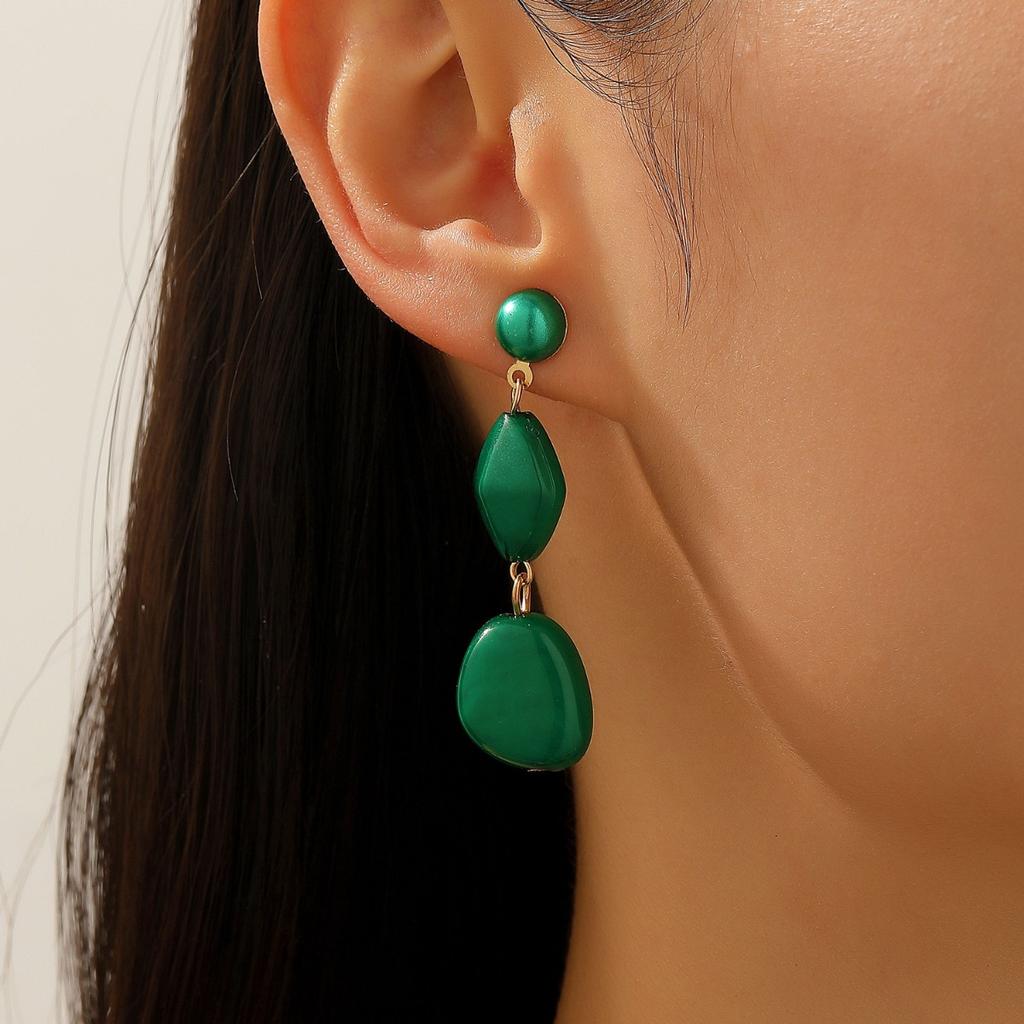 Colorful Irregular Resin Drop Earrings Three Tier Geometric Dangle Earrings for Women