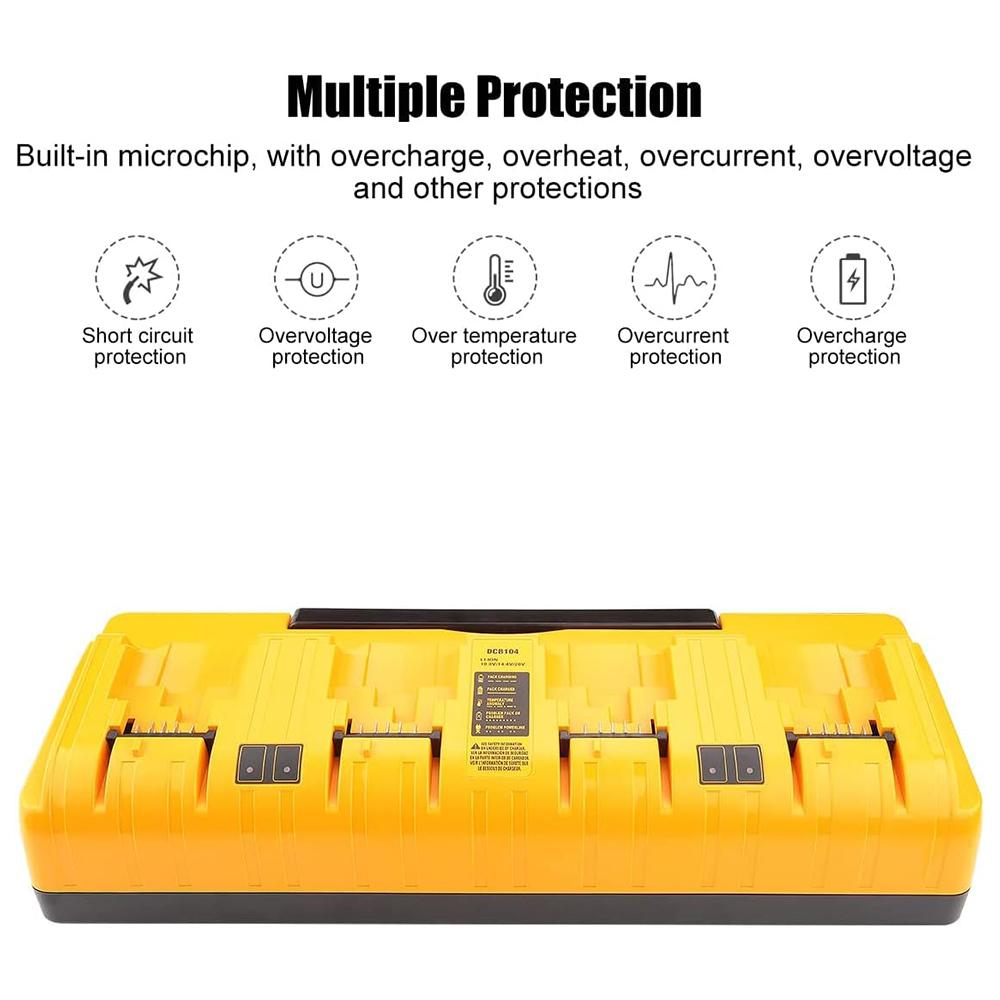 DCB104 Fast Charger for DeWalt 12V-18V Four-port Lithium Battery Simultaneously DCB204 DCB205 DCB127 DCB105