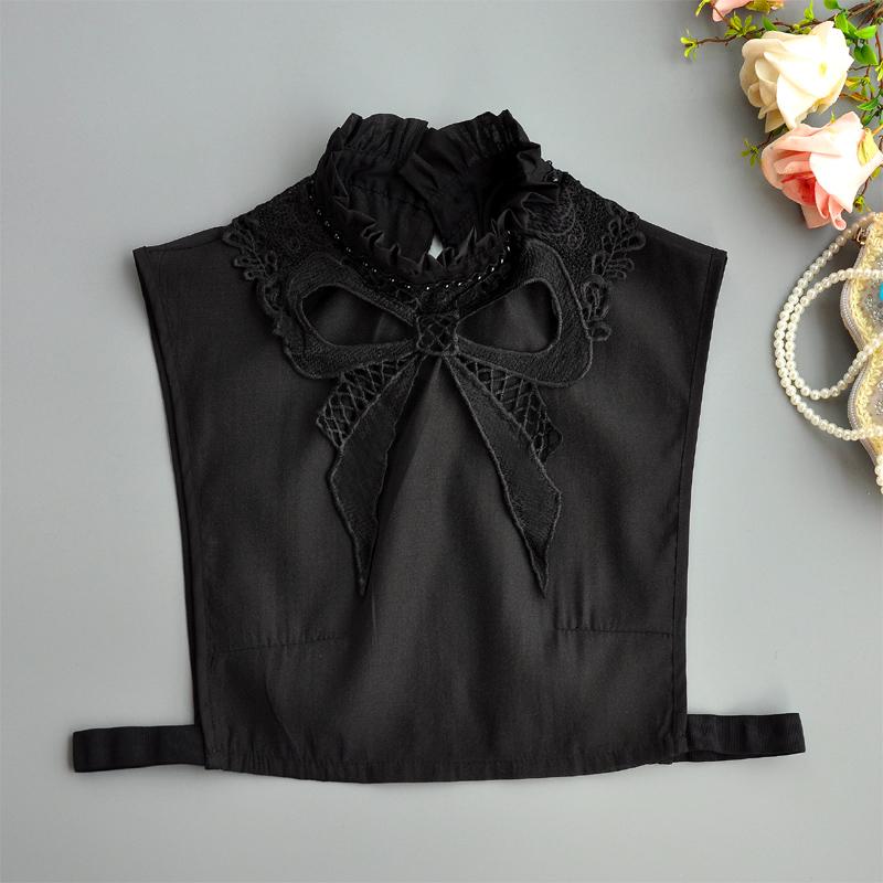 White Women Lace Fake Collar Tie False Collar Black Fashion Ruffle Detachable Collar Lapel Blouse Top Women Clothes Accessory